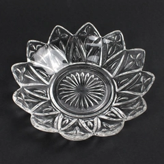 MCM Vintage Federal Glass Clear Starburst Sunflower Bowl 5.5"