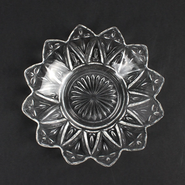 MCM Vintage Federal Glass Clear Starburst Sunflower Bowl 5.5"