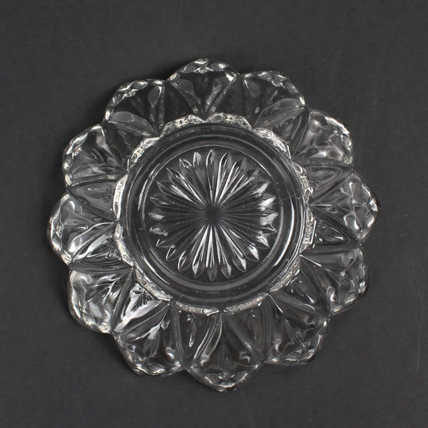 MCM Vintage Federal Glass Clear Starburst Sunflower Bowl 5.5"