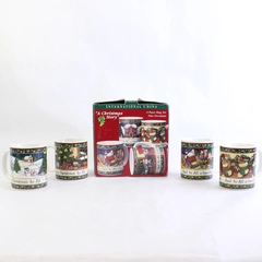 Set Of 4 International China A Christmas Story Pattern Ceramic Mugs