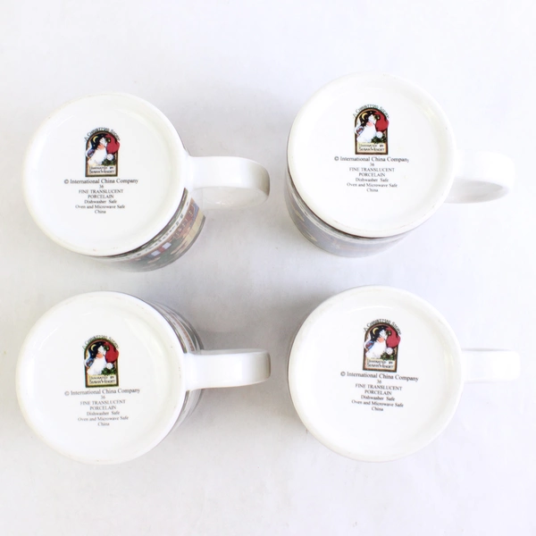 Set Of 4 International China A Christmas Story Pattern Ceramic Mugs