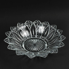 MCM Vintage Federal Glass Clear Starburst Sunflower Bowl 10"