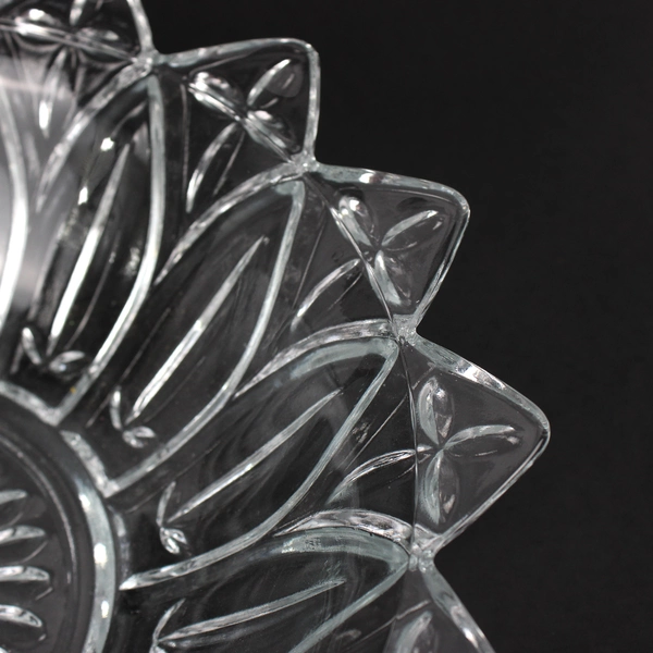 MCM Vintage Federal Glass Clear Starburst Sunflower Bowl 10"