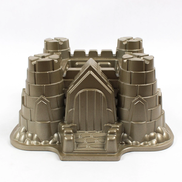 Nordic Ware Castle Bundt Pan 10 Cups Cast Aluminum Decorative Cake 4.5" Tall