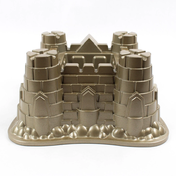 Nordic Ware Castle Bundt Pan 10 Cups Cast Aluminum Decorative Cake 4.5" Tall