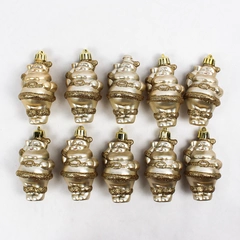 Lot of 10 Vintage Gold Glitter Santa Claus Ornaments
