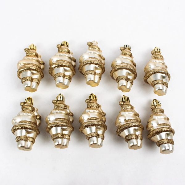 Lot of 10 Vintage Gold Glitter Santa Claus Ornaments