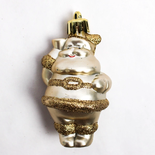 Lot of 10 Vintage Gold Glitter Santa Claus Ornaments