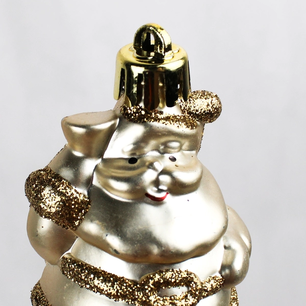 Lot of 10 Vintage Gold Glitter Santa Claus Ornaments