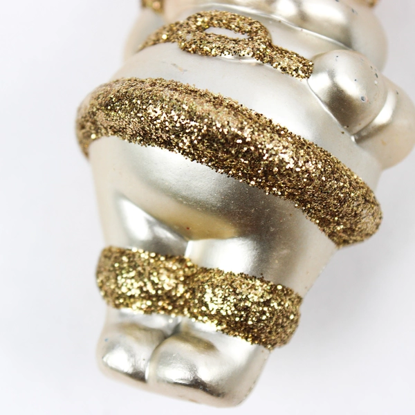 Lot of 10 Vintage Gold Glitter Santa Claus Ornaments