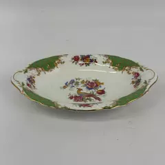 Vintage 1970s Paragon Rockingham Green Oval Vegetable Bowl 10 inch