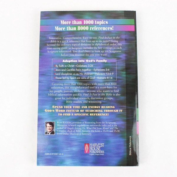 Find It Fast in the Bible Your Complete Topical Reference Ron Rhodes 2000 PB