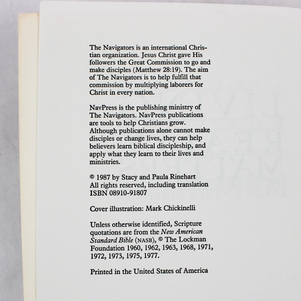 A Bible Study on Living for What Really Matters Stacy & Paula Rinehart 1987 PB