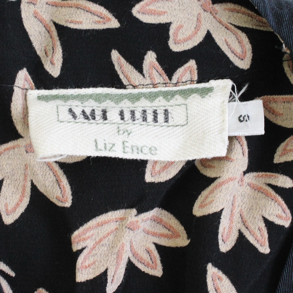 Sage Creek by Liz Ence Black and Beige Floral Button-Front Vest Women's Small