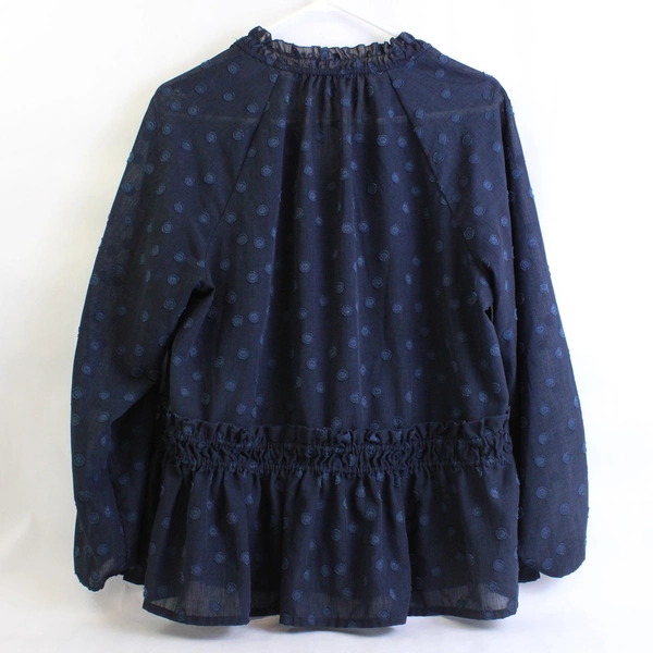 Zac & Rachel Sheer Navy Blue Long-Sleeve Blouse Women's Size Large
