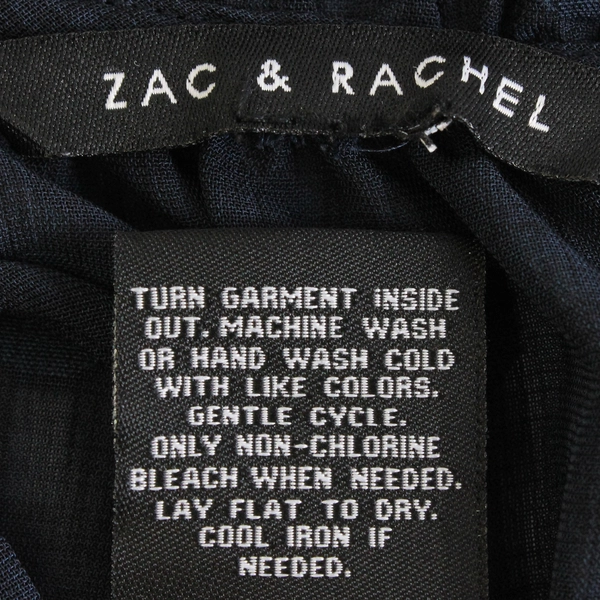 Zac & Rachel Sheer Navy Blue Long-Sleeve Blouse Women's Size Large