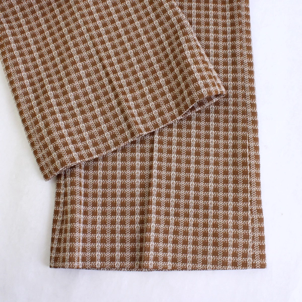 Women's Vintage Handmade Brown Grid Pattern Pants 34" Waist