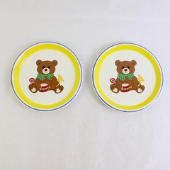 Lot Of 2 Mikasa Teddy Bear Pattern Ceramic Child's Plate 8.25" CC004