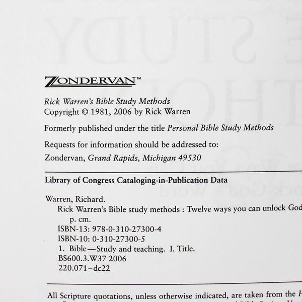 Rick Warren's Bible Study Methods 12 Ways You Can Unlock God's Word 2006 PB