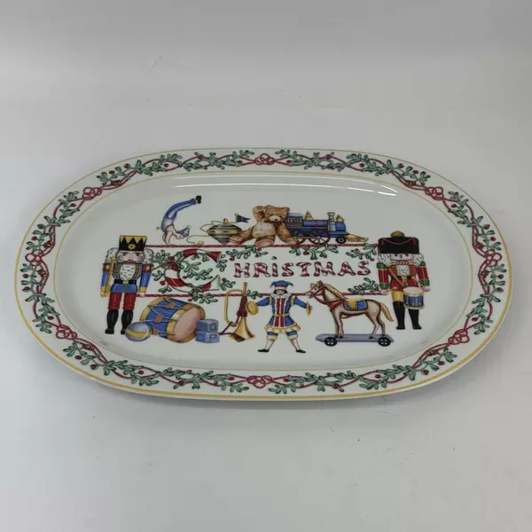 Block Spal Portugal Whimsy Christmas Large Platter 1992 16"x11.5" Gifts