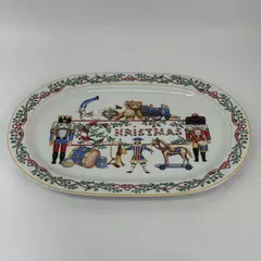 Block Spal Portugal Whimsy Christmas Large Platter 1992 16"x11.5" Gifts