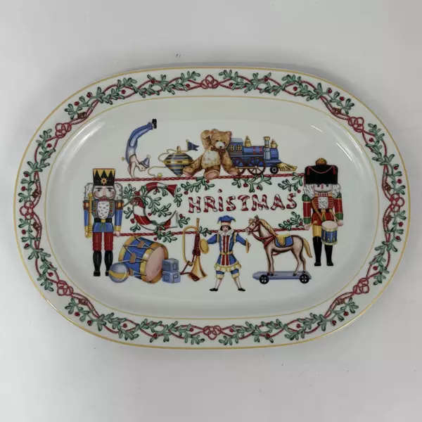 Block Spal Portugal Whimsy Christmas Large Platter 1992 16"x11.5" Gifts