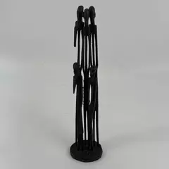 VTG African Folk Art Hand-Carved Ebony Wood Tall Thin Human Figures Sculpture