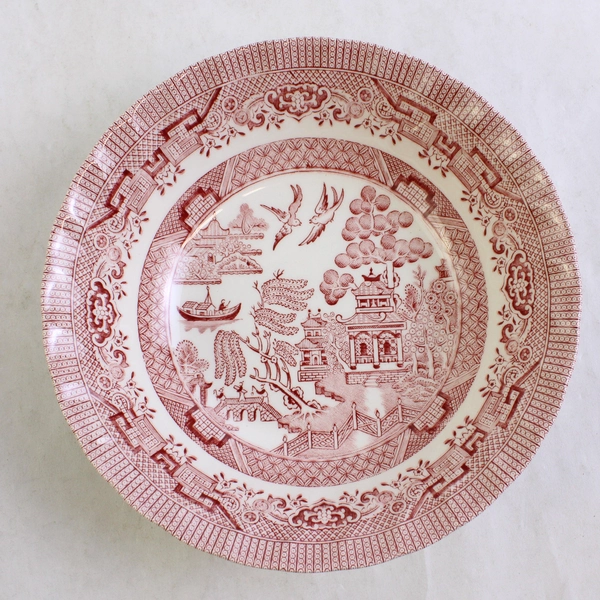 Royal Wessex Willow Rosa Pattern Coupe Cereal Bowl Red/White Ceramic