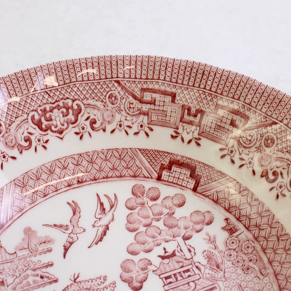 Royal Wessex Willow Rosa Pattern Coupe Cereal Bowl Red/White Ceramic