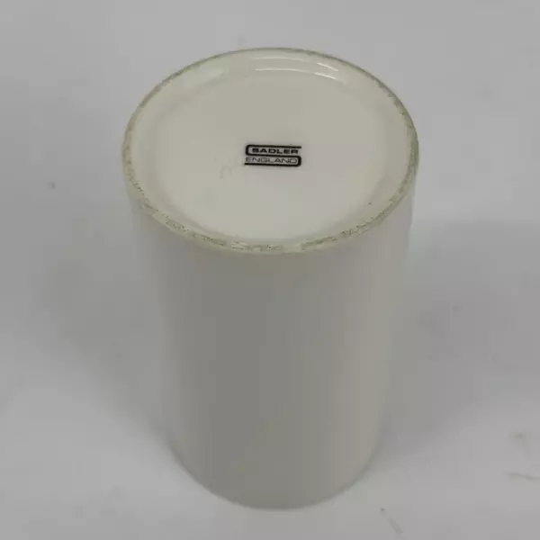 Vtg Sadler England Handmade Porcelain Vase White Flowers Blue Leaves Signed