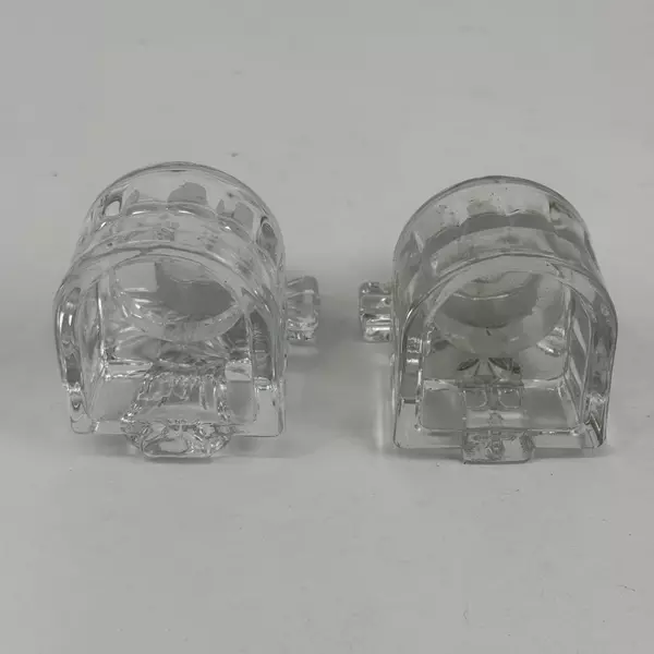 Set of 2 Clear Glass Cross Tealight Candle Holders