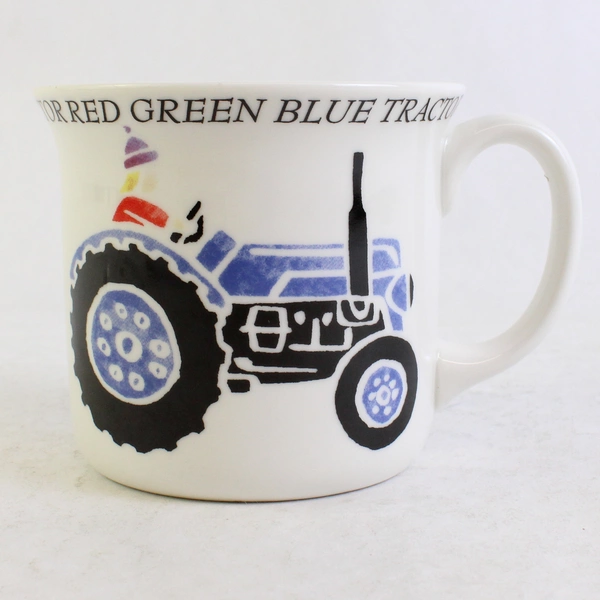 Set Of 3 Queens China Red Blue Green Tractor 3 Piece Children’s Plate Bowl Mug