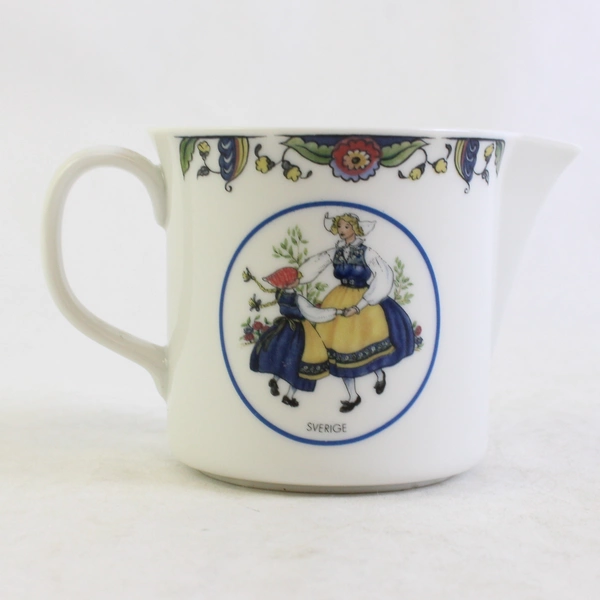 Rorstrand Swedish National Costumes Pattern Ceramic Creamer 2.75" Tall