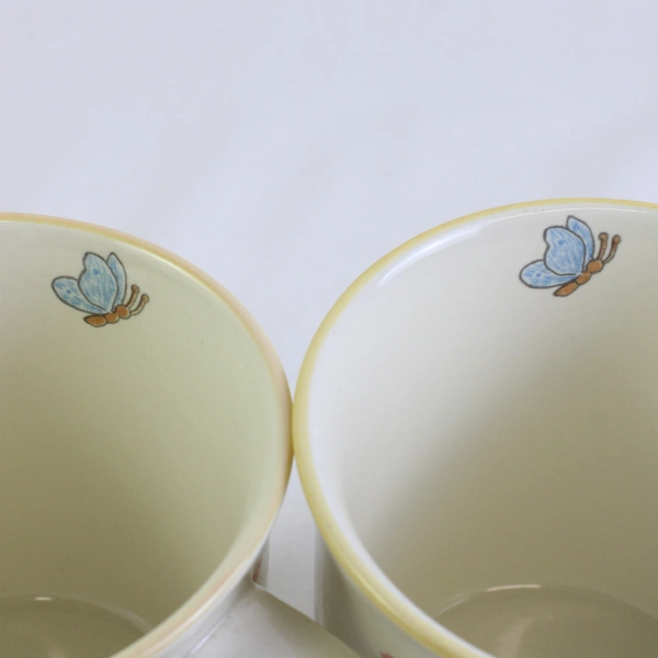 Lot Of 2 Mikasa Teddy (Ceramic) Pattern Mugs 3.75" Tall CC018