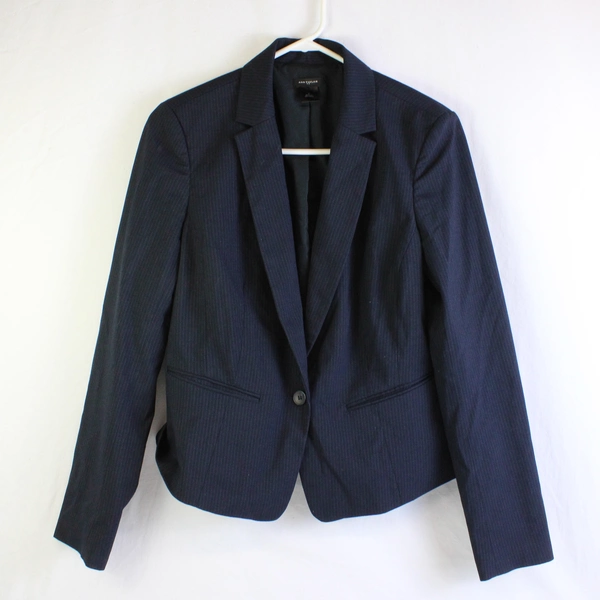 Ann Taylor Navy Blue Pinstripe Blazer Women's Size 6