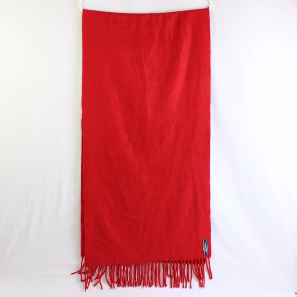 Lands' End Solid Red Scarf with Fringe 16" x 64"