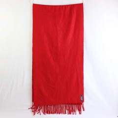 Lands' End Solid Red Scarf with Fringe 16" x 64"