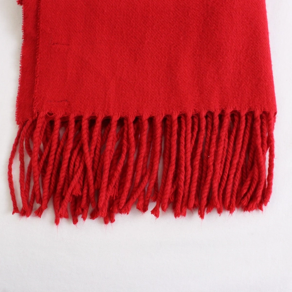 Lands' End Solid Red Scarf with Fringe 16" x 64"