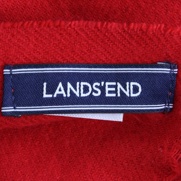 Lands' End Solid Red Scarf with Fringe 16" x 64"