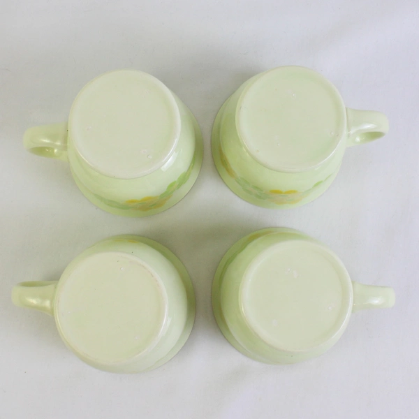 Lot Of 4 Franciscan Picnic (Ceramic) Pattern Footed Cups 3.5" Tall