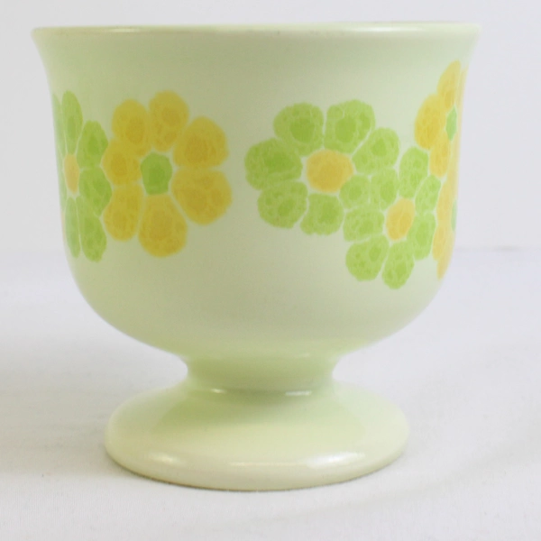 Lot Of 4 Franciscan Picnic (Ceramic) Pattern Footed Cups 3.5" Tall