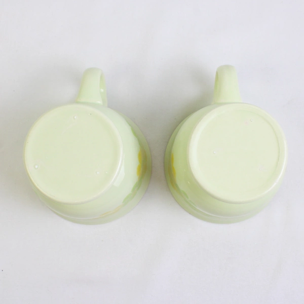 Lot Of 2 Franciscan Picnic (Ceramic) Pattern Footed Cups 3.5" Tall