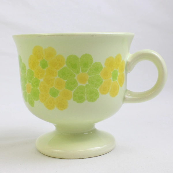 Lot Of 2 Franciscan Picnic (Ceramic) Pattern Footed Cups 3.5" Tall