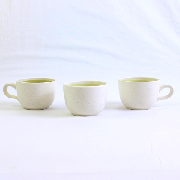 Lot Of 3 Franciscan Hacienda Green (Ceramic) Pattern Flat Cups 2.75" Tall