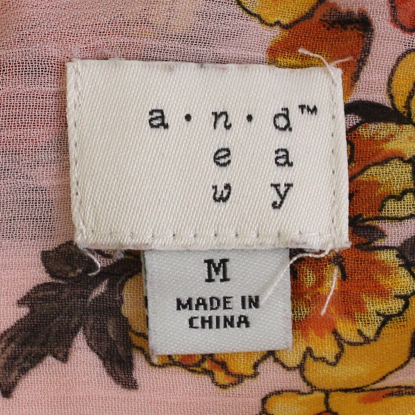 A New Day Sheer Pink and Orange Floral Pattern Sleeveless Blouse Women's Medium