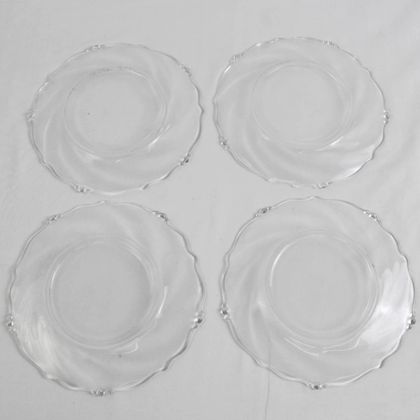 Lot Of 4 Heisey Waverly Pattern Clear Glass Luncheon Plate 8.75" Diameter