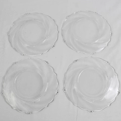 Lot Of 4 Heisey Waverly Pattern Clear Glass Luncheon Plate 8.75" Diameter