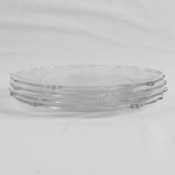 Lot Of 4 Heisey Waverly Pattern Clear Glass Luncheon Plate 8.75" Diameter