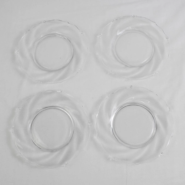 Lot Of 4 Heisey Waverly Pattern Clear Glass Luncheon Plate 8.75" Diameter