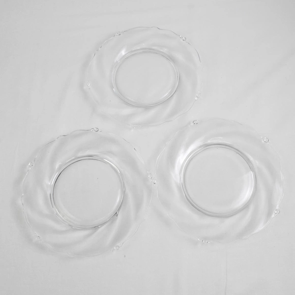 Lot Of 3 Heisey Waverly Pattern Clear Glass Luncheon Plate 8.75" Diameter